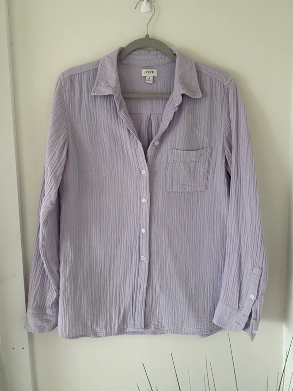 J. Crew Light Lavender Crinkle Cotton Button-Down Shirt